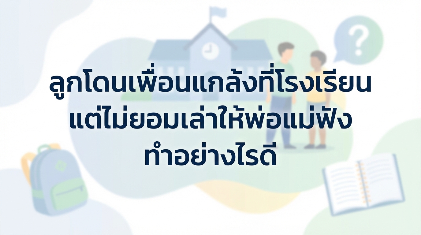 ลูกโดนเพื่อนแกล้งที่โรงเรียน แต่ไม่ยอมเล่าให้พ่อแม่ฟัง ทำอย่างไรดี