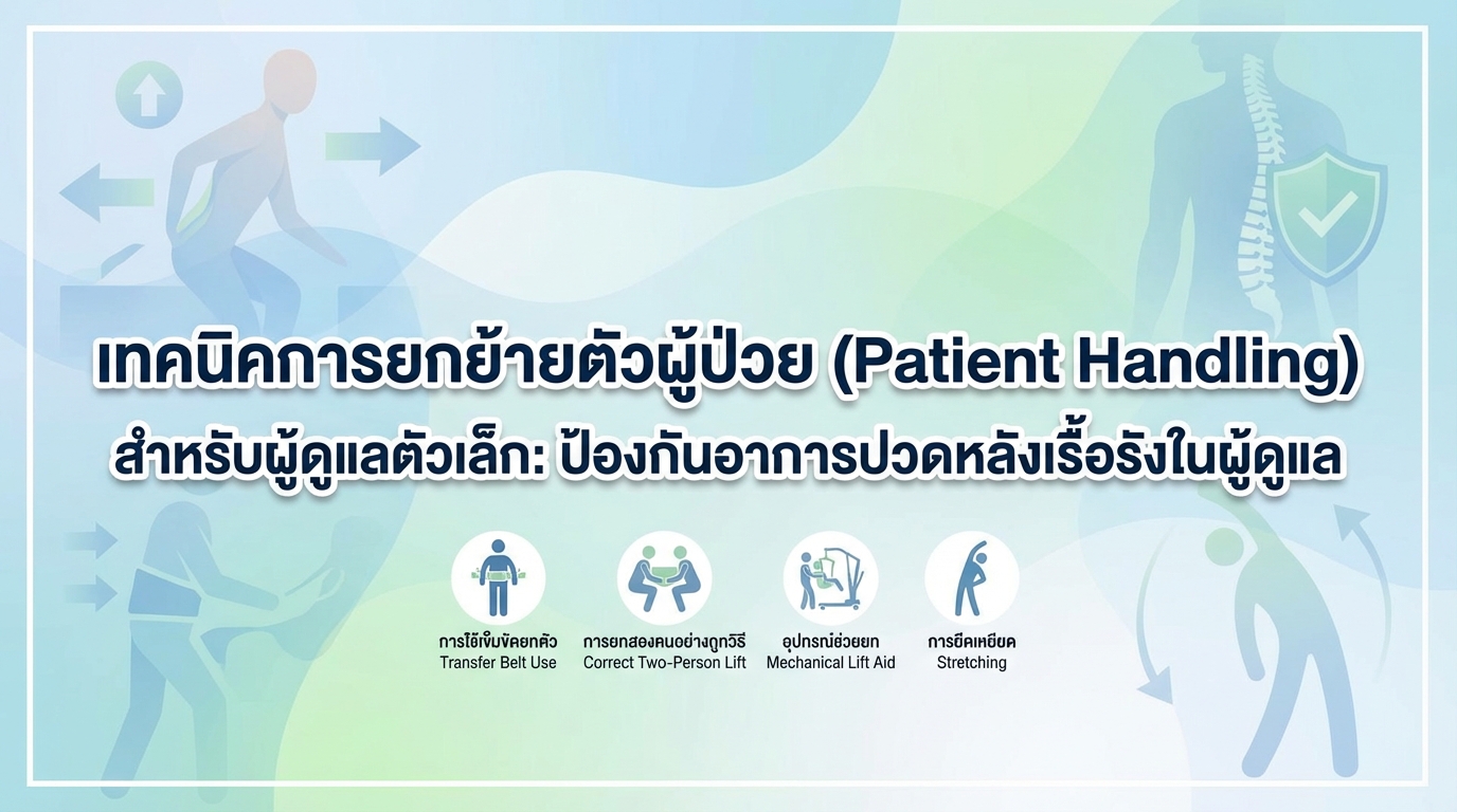 เทคนิคการยกย้ายตัวผู้ป่วย (Patient Handling) สำหรับผู้ดูแลตัวเล็ก: ป้องกันอาการปวดหลังเรื้อรังในผู้ดูแล