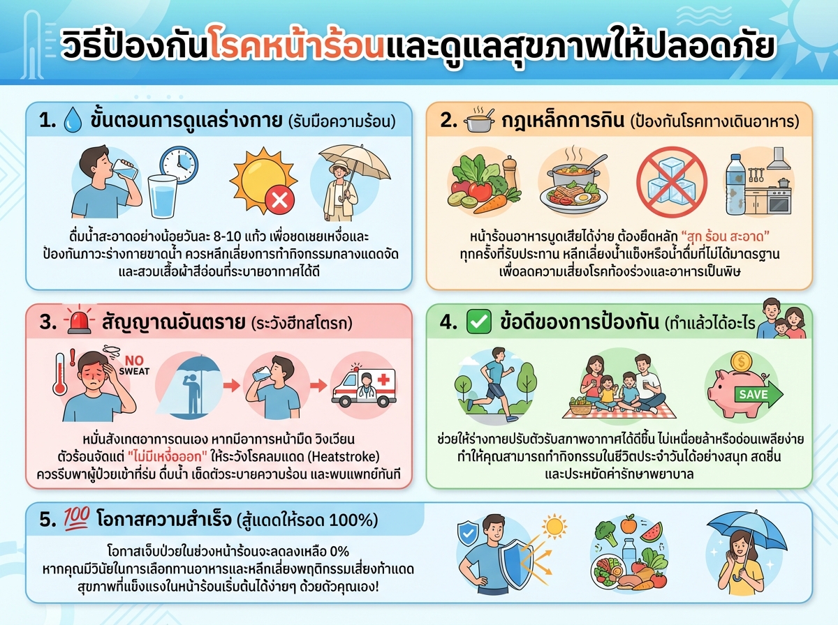 วิธีป้องกันโรคหน้าร้อนและดูแลสุขภาพให้ปลอดภัย