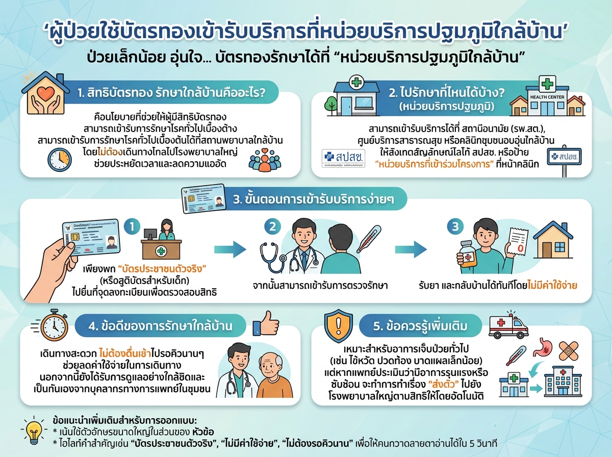 ผู้ป่วยใช้บัตรทองเข้ารับบริการที่หน่วยบริการปฐมภูมิใกล้บ้าน