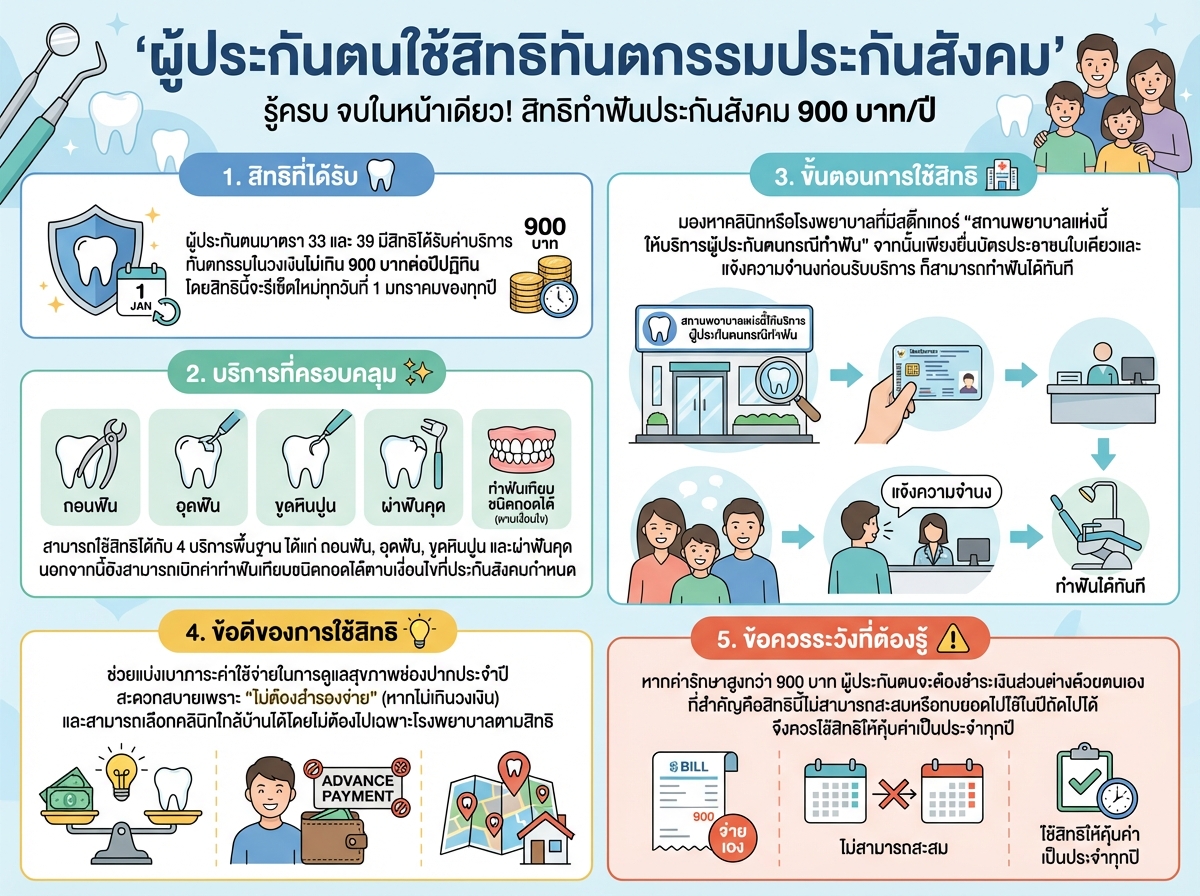 ผู้ประกันตนใช้สิทธิทันตกรรมประกันสังคม
