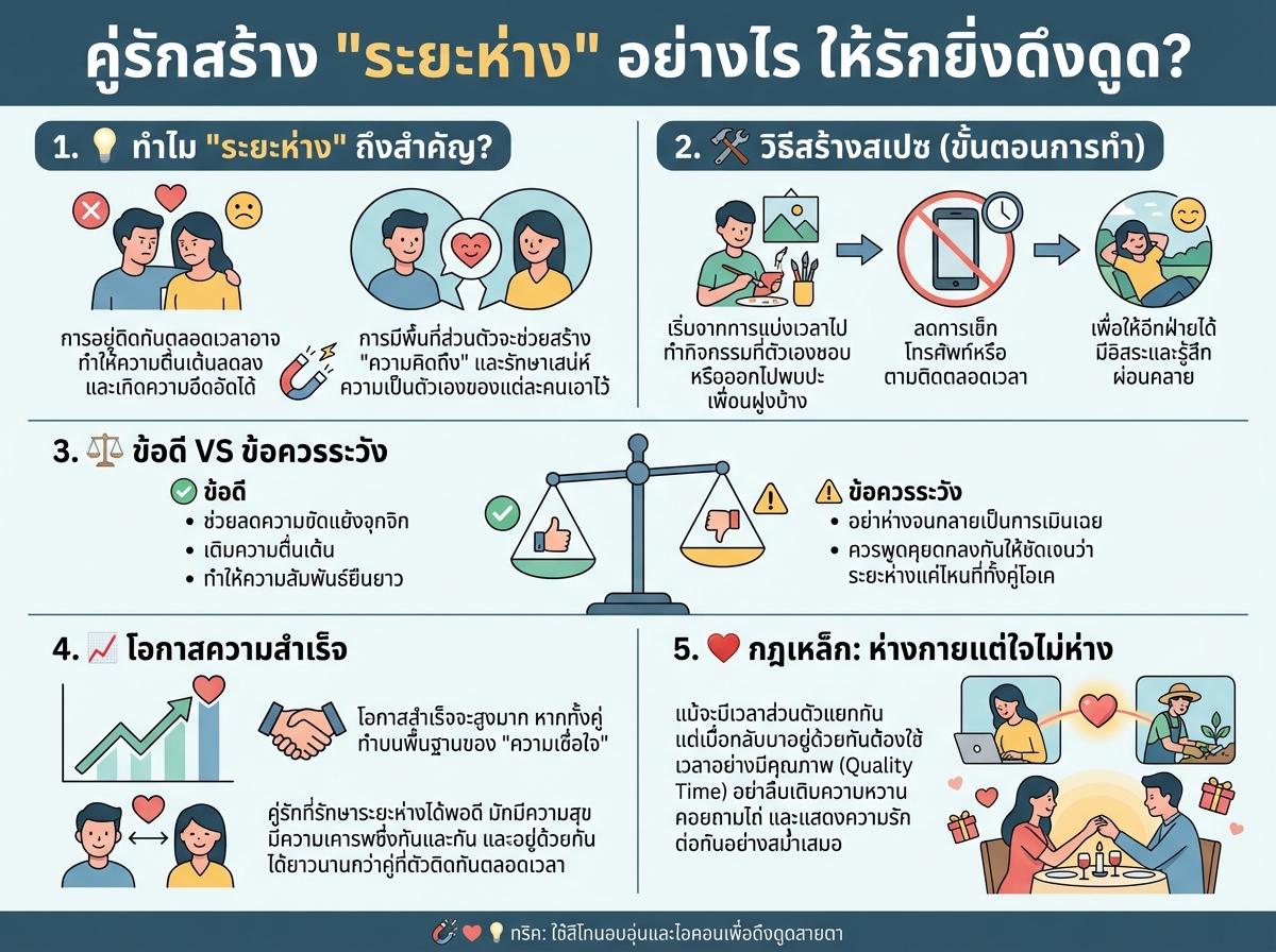 คู่รักสร้างระยะห่างที่พอดีเพื่อรักษาแรงดึงดูด