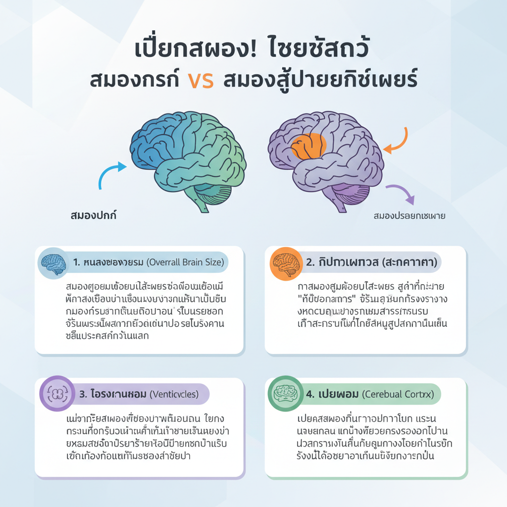 ภาพสมองเปรียบเทียบระหว่างคนปกติและผู้ป่วยโรคอัลไซเมอร์