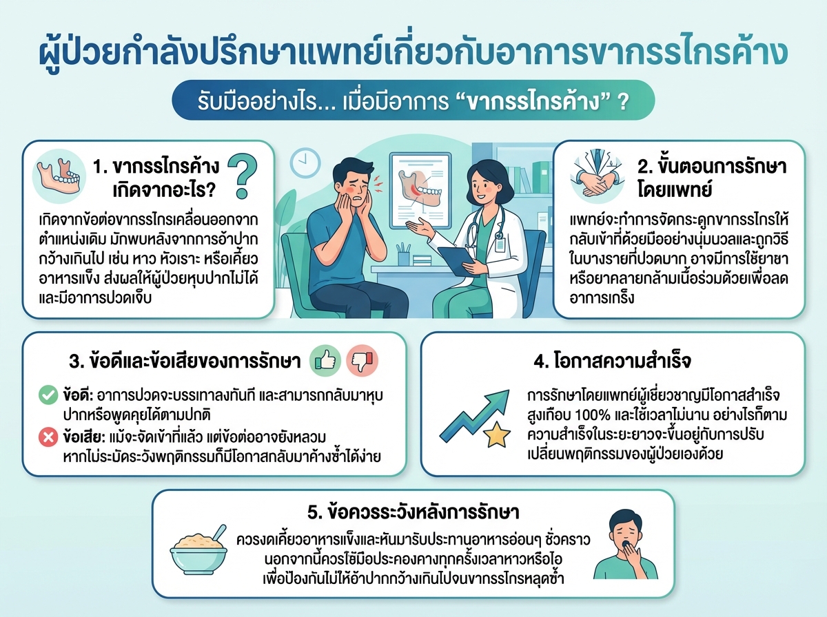 ผู้ป่วยกำลังปรึกษาแพทย์เกี่ยวกับอาการขากรรไกรค้าง