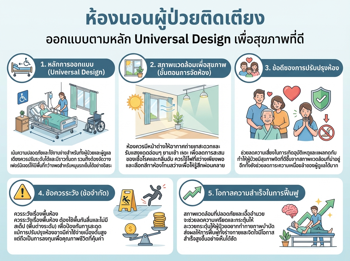 ห้องนอนผู้ป่วยติดเตียง ออกแบบตามหลัก Universal Design เพื่อสุขภาพที่ดี