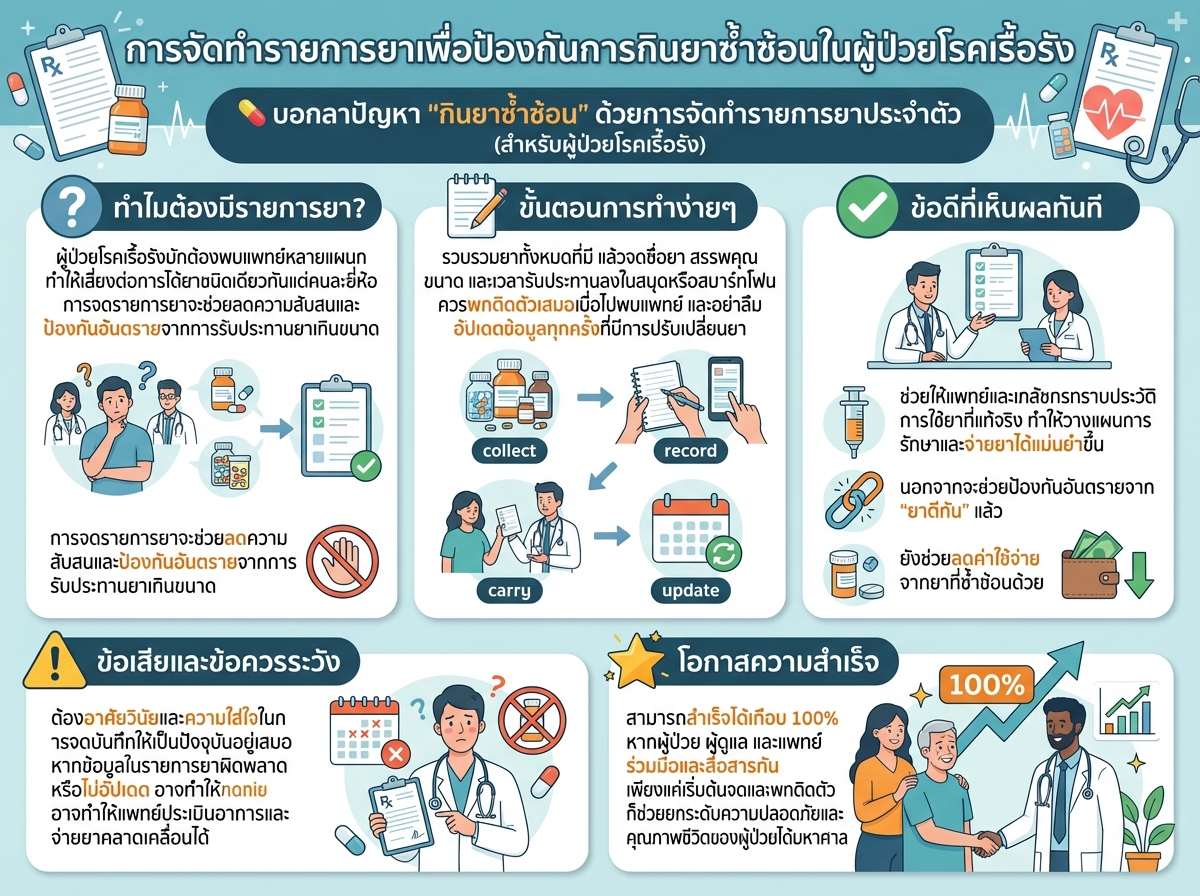การจัดทำรายการยาเพื่อป้องกันการกินยาซ้ำซ้อนในผู้ป่วยโรคเรื้อรัง