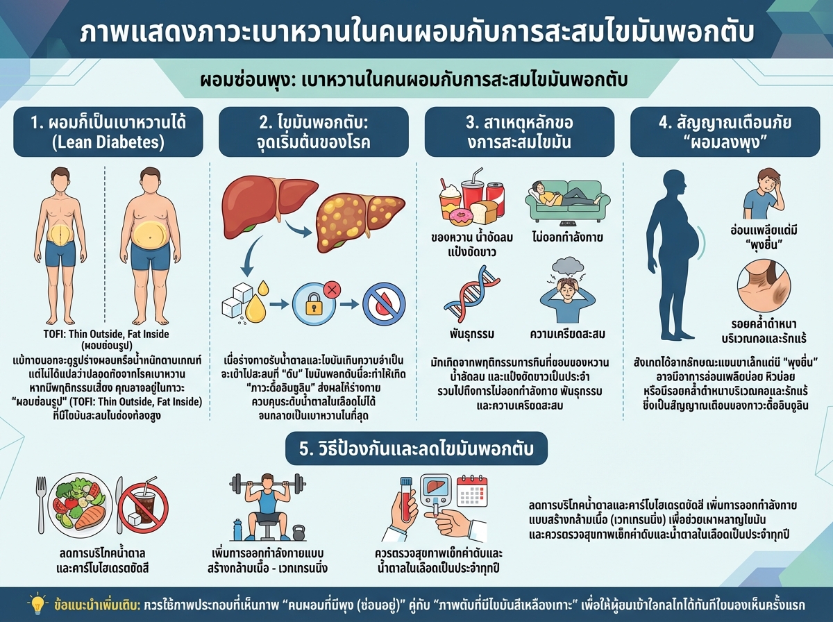 ภาพแสดงภาวะเบาหวานในคนผอมกับการสะสมไขมันพอกตับ