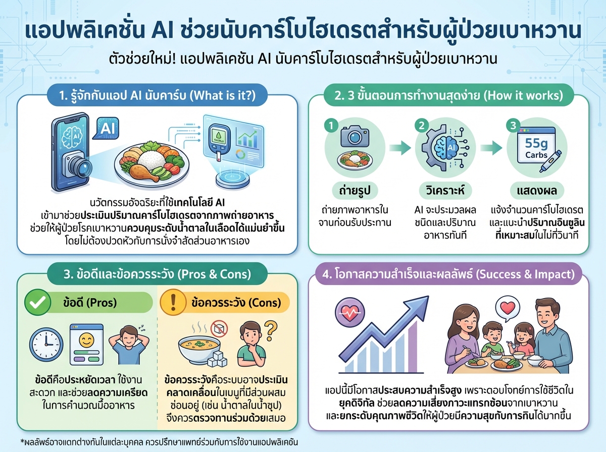 แอปพลิเคชัน AI ช่วยนับคาร์โบไฮเดรตสำหรับผู้ป่วยเบาหวาน