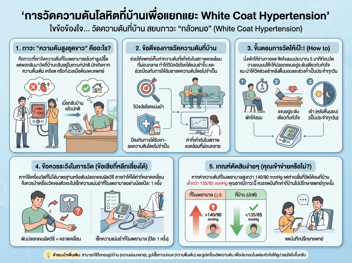 การวัดความดันโลหิตที่บ้านเพื่อแยกแยะ White Coat Hypertension