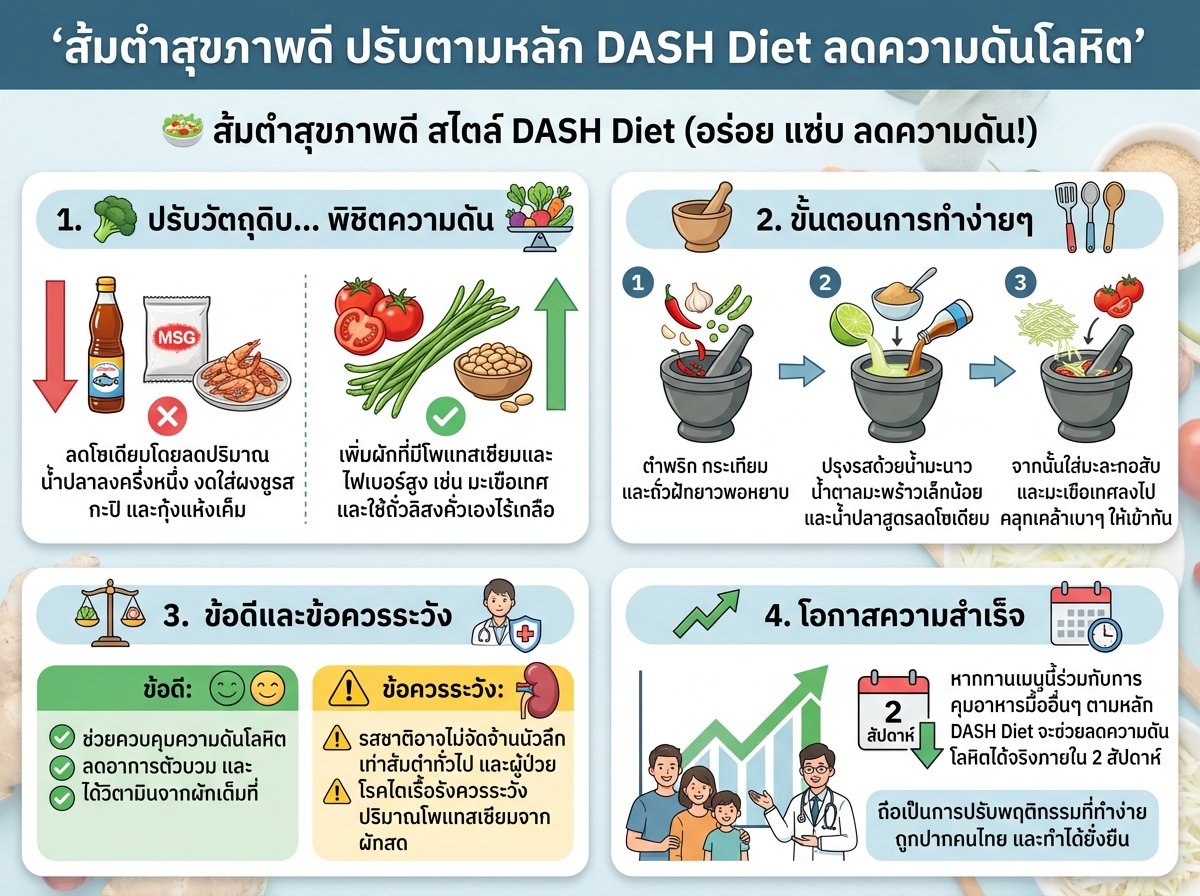 ส้มตำสุขภาพดี ปรับตามหลัก DASH Diet ลดความดันโลหิต