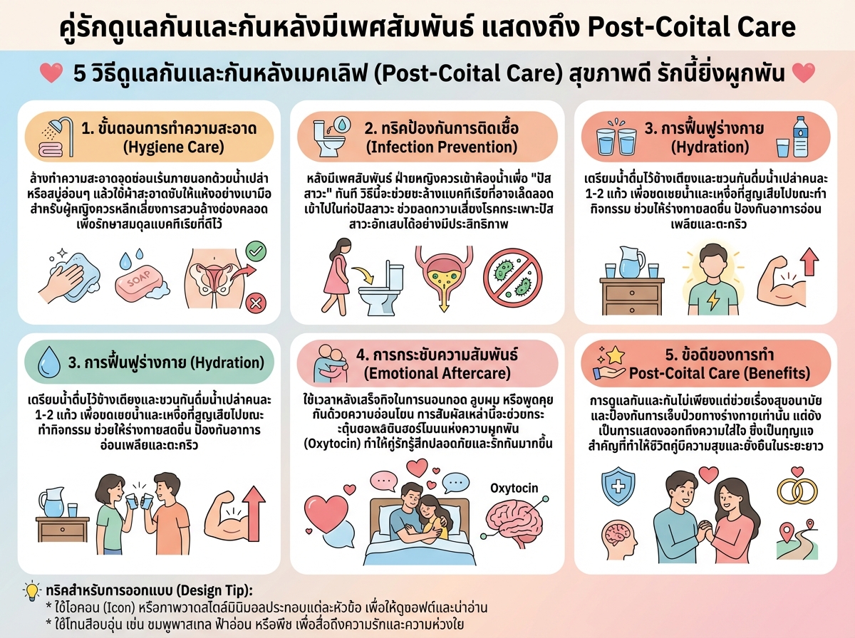 คู่รักดูแลกันและกันหลังมีเพศสัมพันธ์ แสดงถึง Post-Coital Care