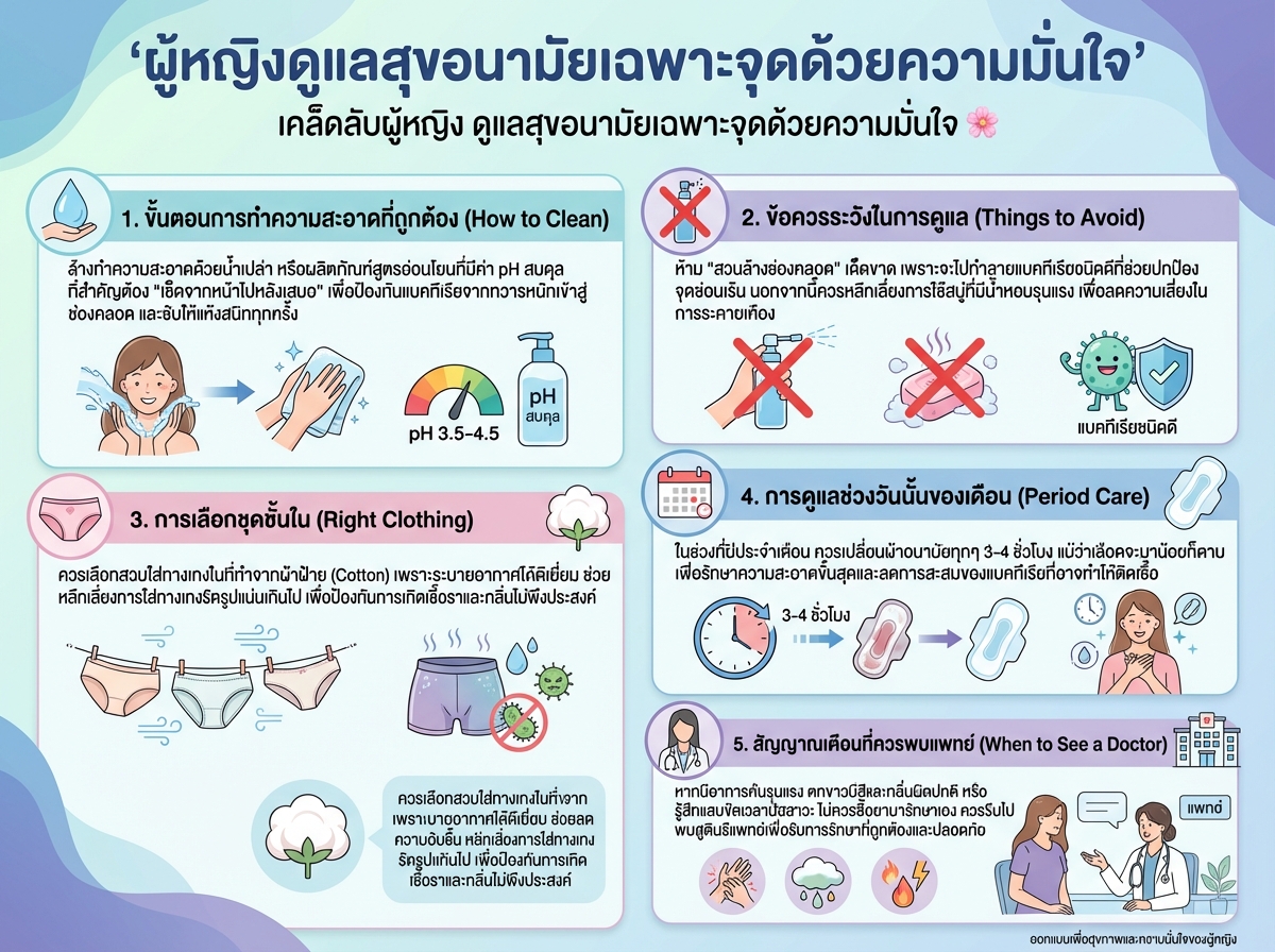 ผู้หญิงดูแลสุขอนามัยเฉพาะจุดด้วยความมั่นใจ