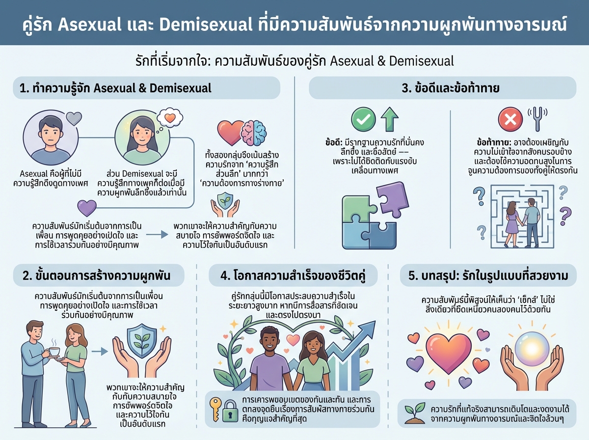 คู่รัก Asexual และ Demisexual ที่มีความสัมพันธ์จากความผูกพันทางอารมณ์