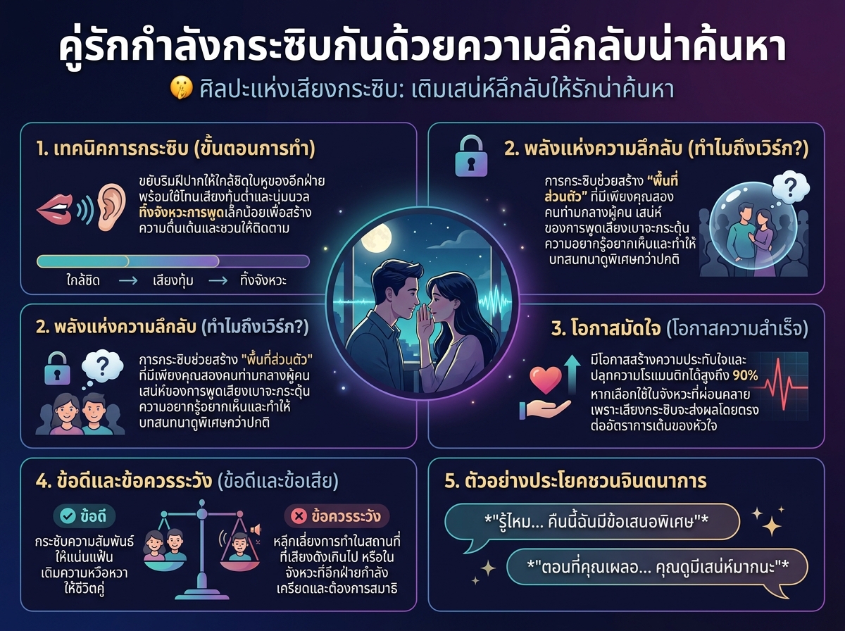 คู่รักกำลังกระซิบกันด้วยความลึกลับน่าค้นหา
