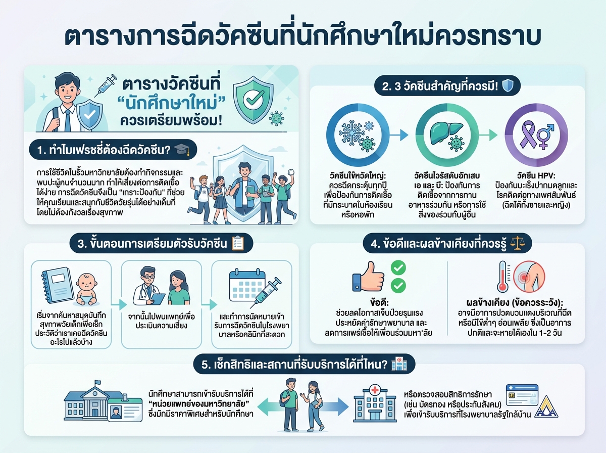 ตารางการฉีดวัคซีนที่นักศึกษาใหม่ควรทราบ