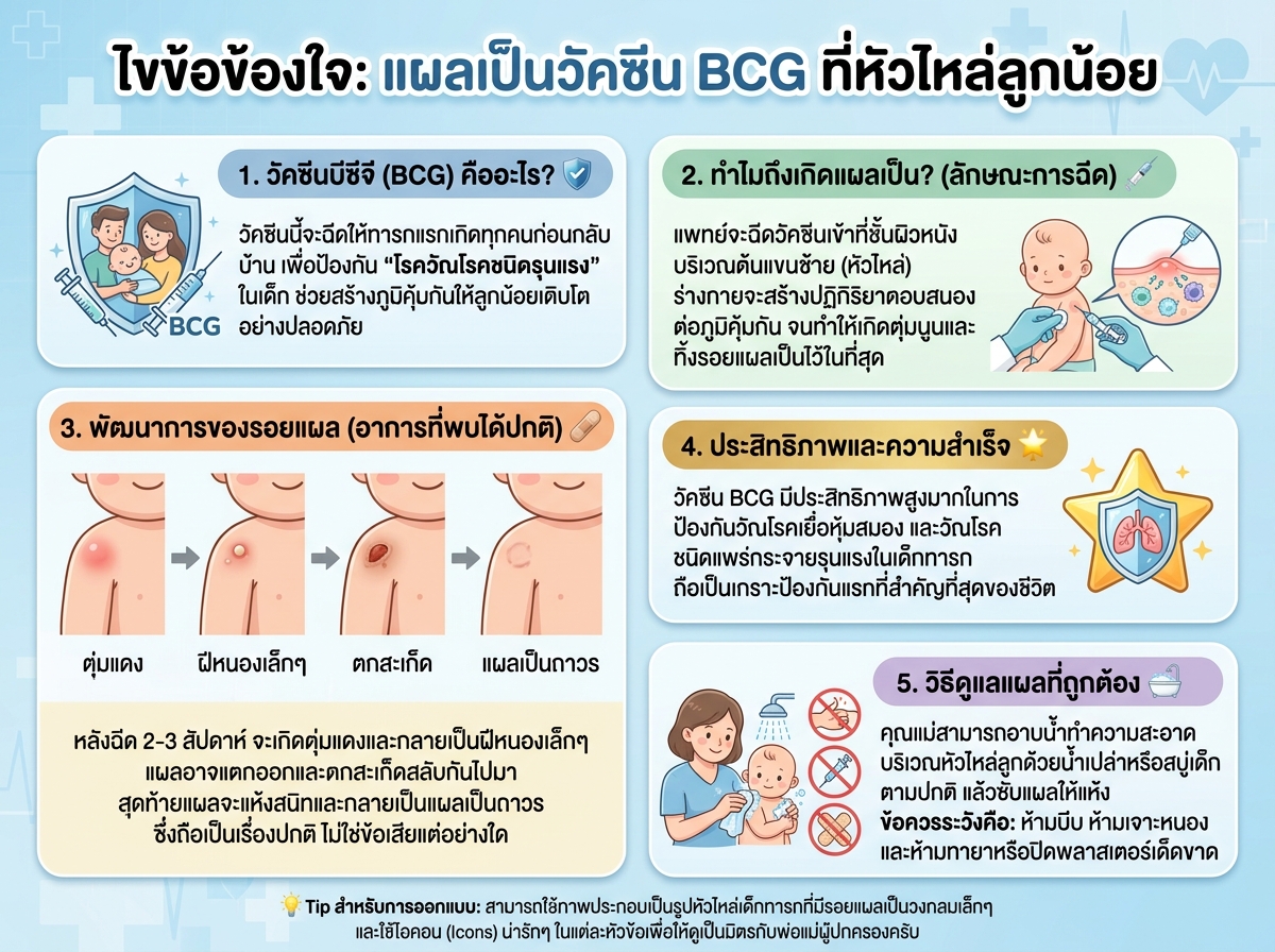 ภาพแผลเป็นวัคซีนบีซีจีที่หัวไหล่เด็ก