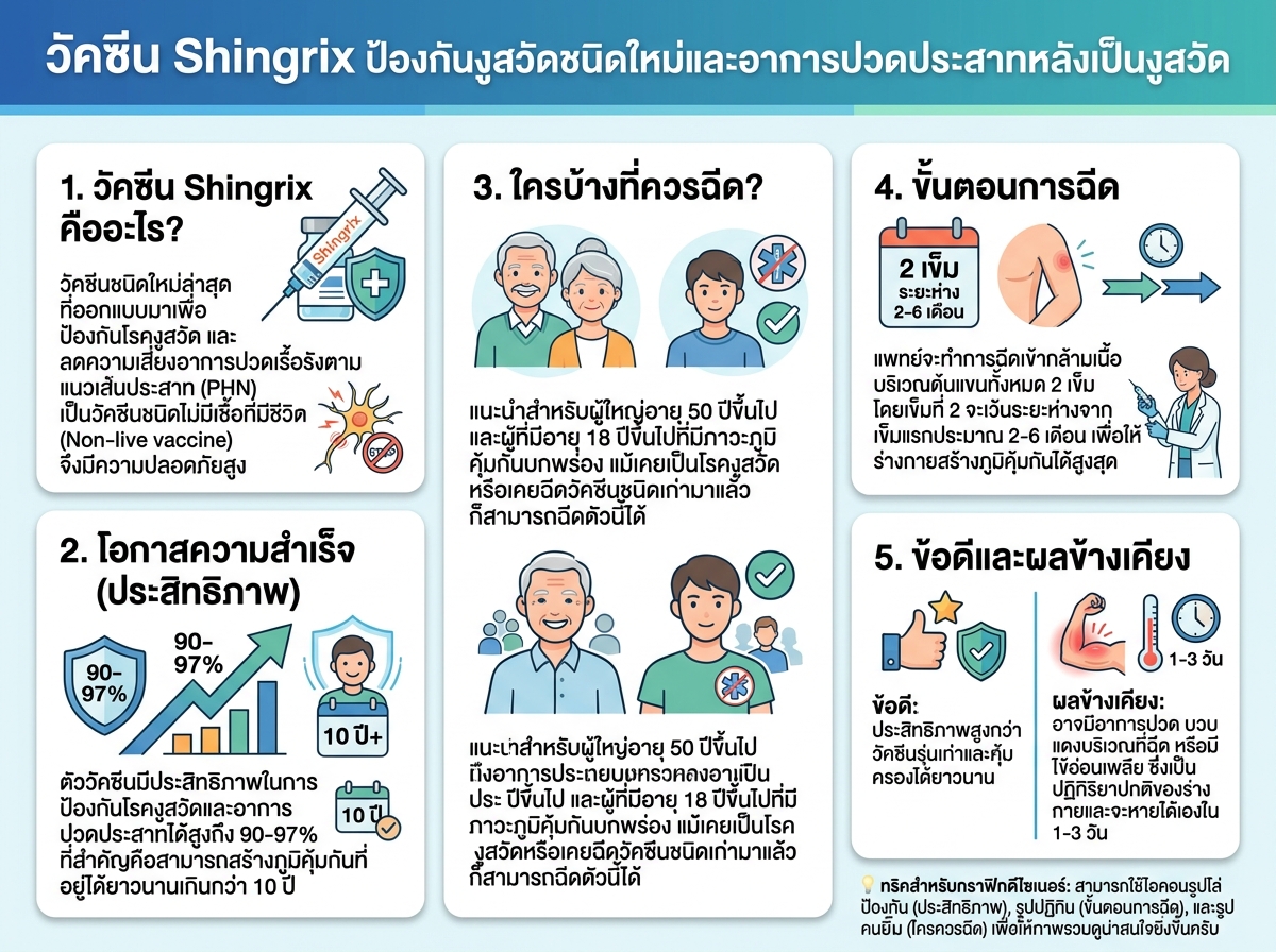 วัคซีน Shingrix ป้องกันงูสวัดชนิดใหม่และอาการปวดประสาทหลังเป็นงูสวัด