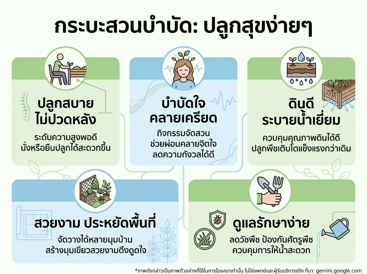กระบะปลูกต้นไม้ยกสูงสำหรับจัดสวนบำบัด