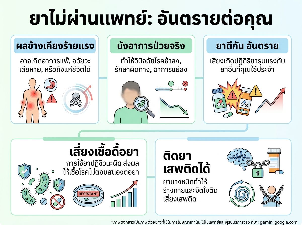 ผู้หญิงกำลังใช้ยาเม็ดที่ไม่ได้มาจากแพทย์