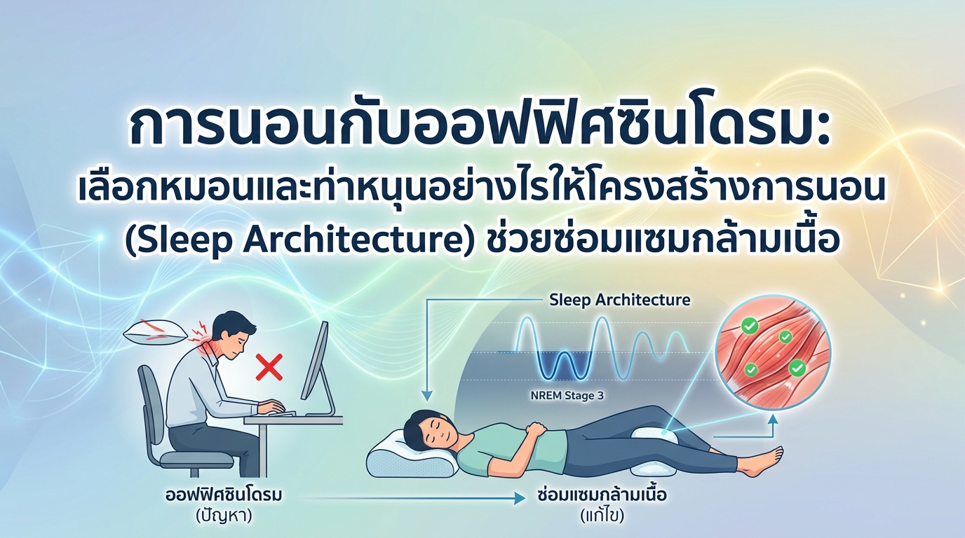 การนอนกับออฟฟิศซินโดรม: เลือกหมอนและท่าหนุนอย่างไรให้โครงสร้างการนอน (Sleep Architecture) ช่วยซ่อมแซมกล้ามเนื้อ