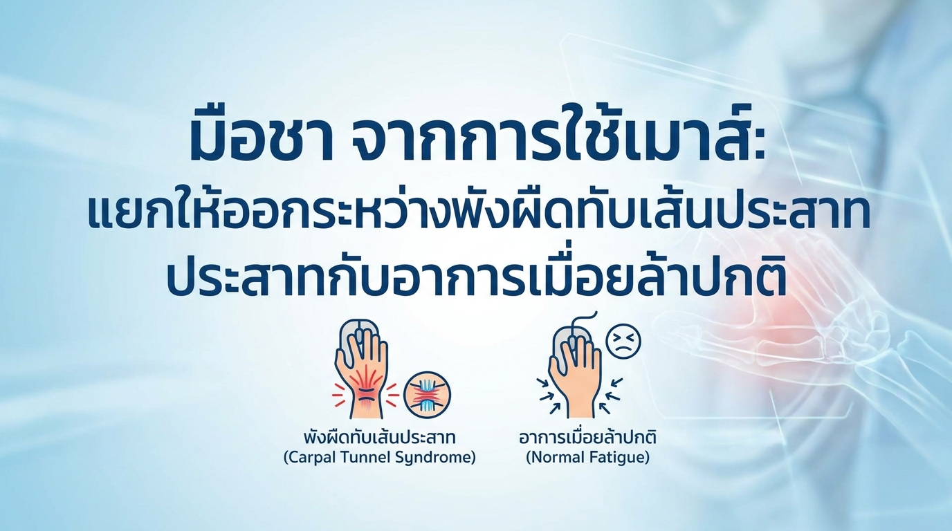 มือชา จากการใช้เมาส์: แยกให้ออกระหว่างพังผืดทับเส้นประสาทกับอาการเมื่อยล้าปกติ