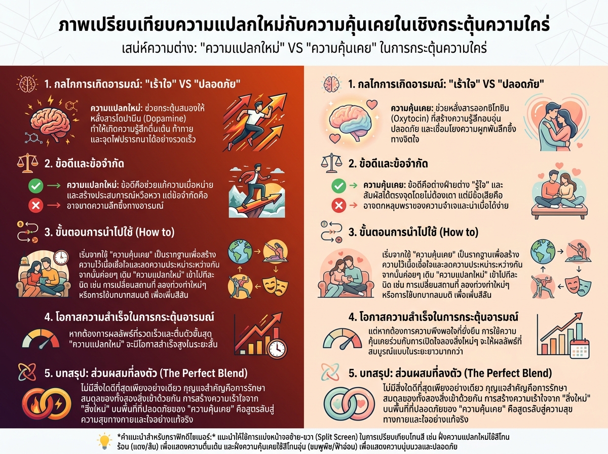 ภาพเปรียบเทียบความแปลกใหม่กับความคุ้นเคยในเชิงกระตุ้นความใคร่