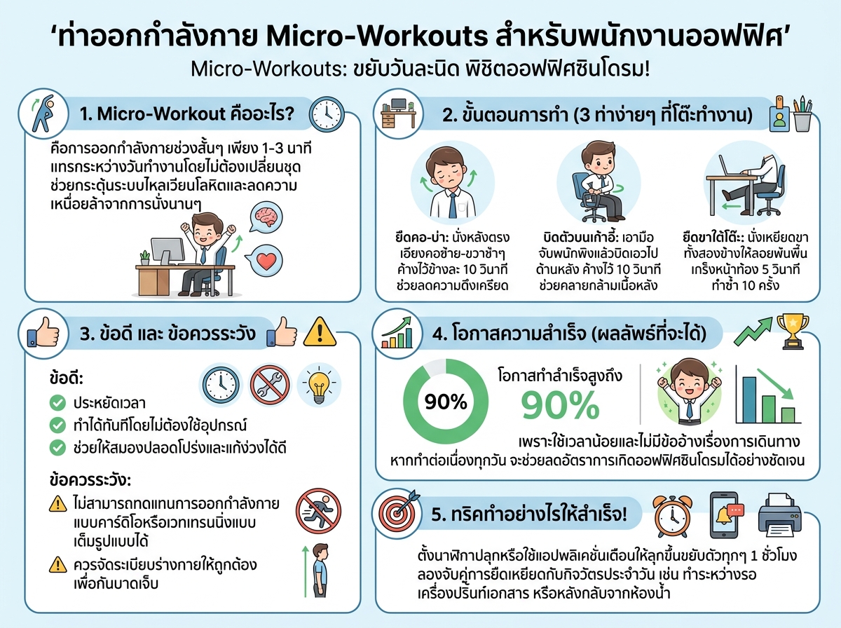 ท่าออกกำลังกาย Micro-Workouts สำหรับพนักงานออฟฟิศ