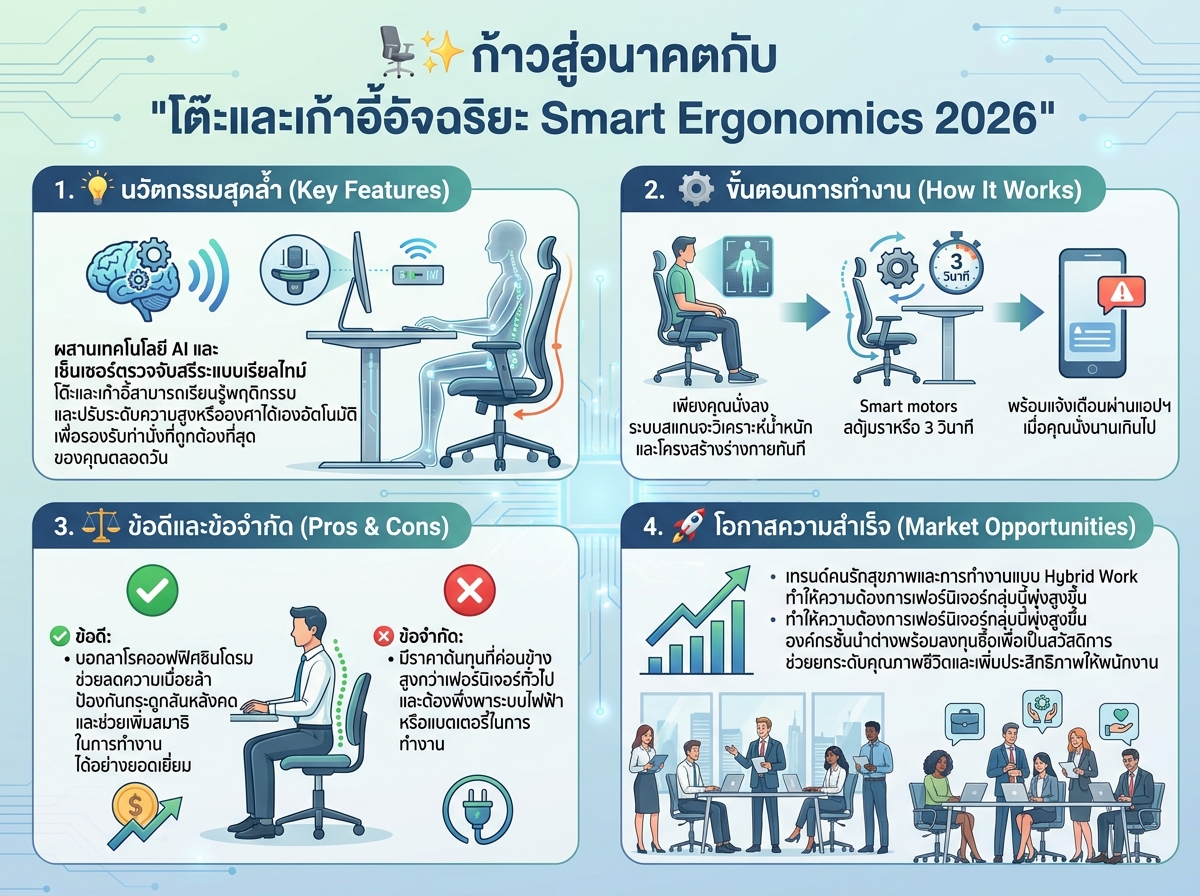 เก้าอี้และโต๊ะทำงานอัจฉริยะ Smart Ergonomics 2026