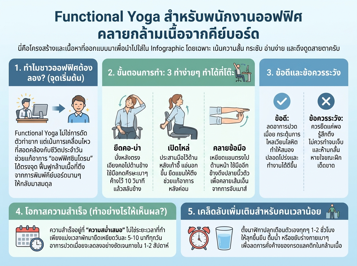 Functional Yoga สำหรับพนักงานออฟฟิศ คลายกล้ามเนื้อจากคีย์บอร์ด