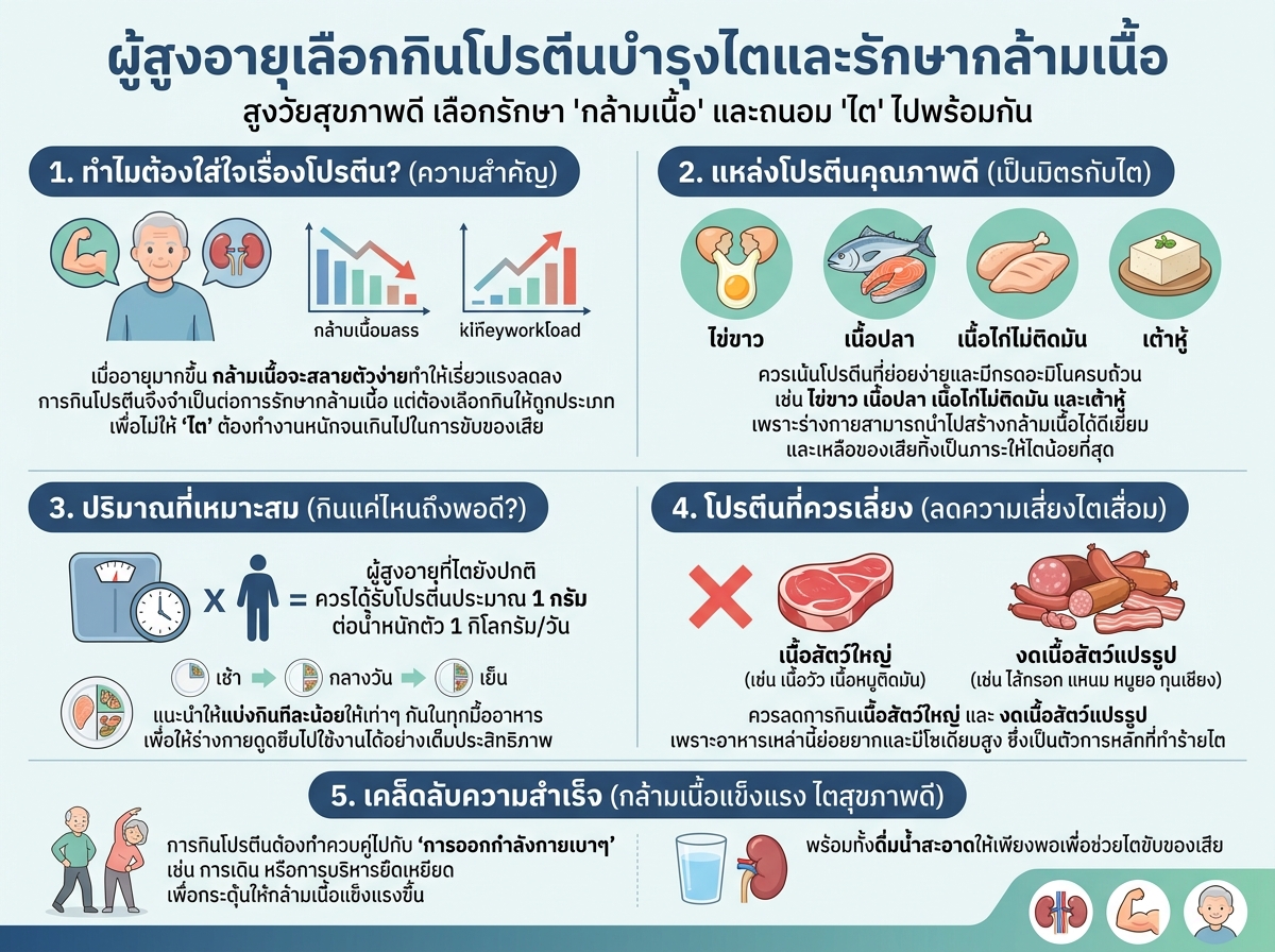 ผู้สูงอายุเลือกกินโปรตีนบำรุงไตและรักษากล้ามเนื้อ