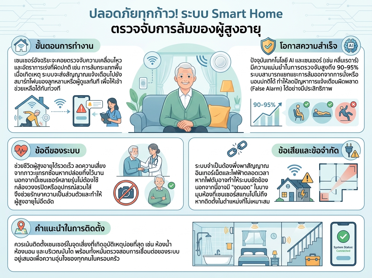 ผู้สูงอายุล้มและเซนเซอร์ Smart Home ตรวจจับเหตุการณ์