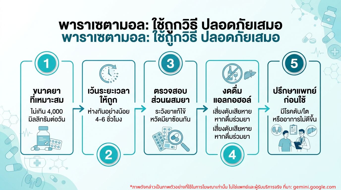 อินโฟกราฟิก: ข้อควรระวังในการใช้พาราเซตามอล