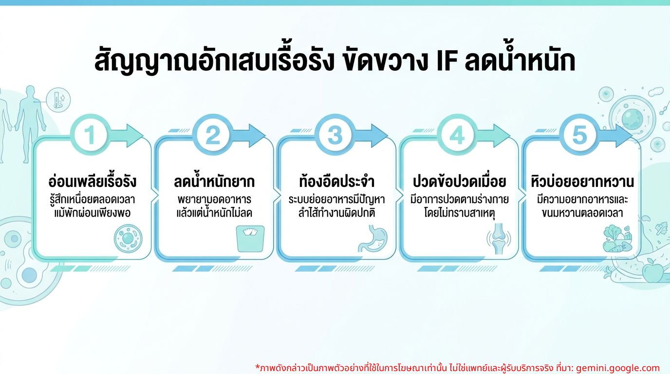 Infographic สัญญาณเตือนภาวะอักเสบเรื้อรังที่ขัดขวางการลดน้ำหนักด้วย IF