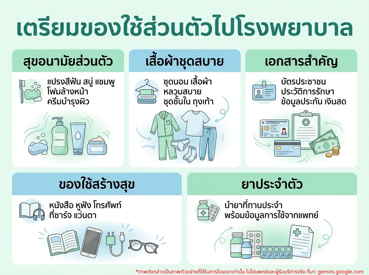 ผู้ป่วยกำลังจัดกระเป๋าเตรียมตัวไปโรงพยาบาลพร้อมของใช้ส่วนตัว