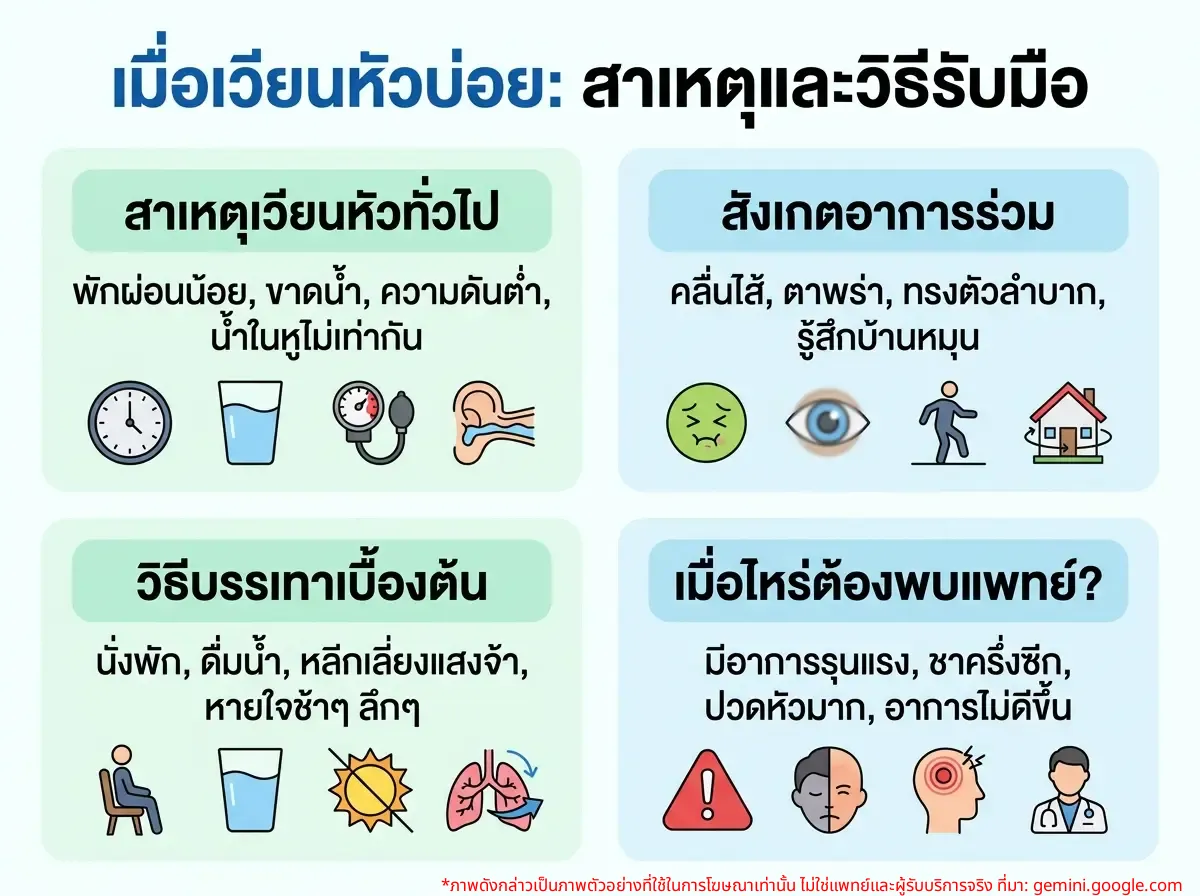 ผู้หญิงกำลังจับศีรษะเพราะอาการเวียนหัว