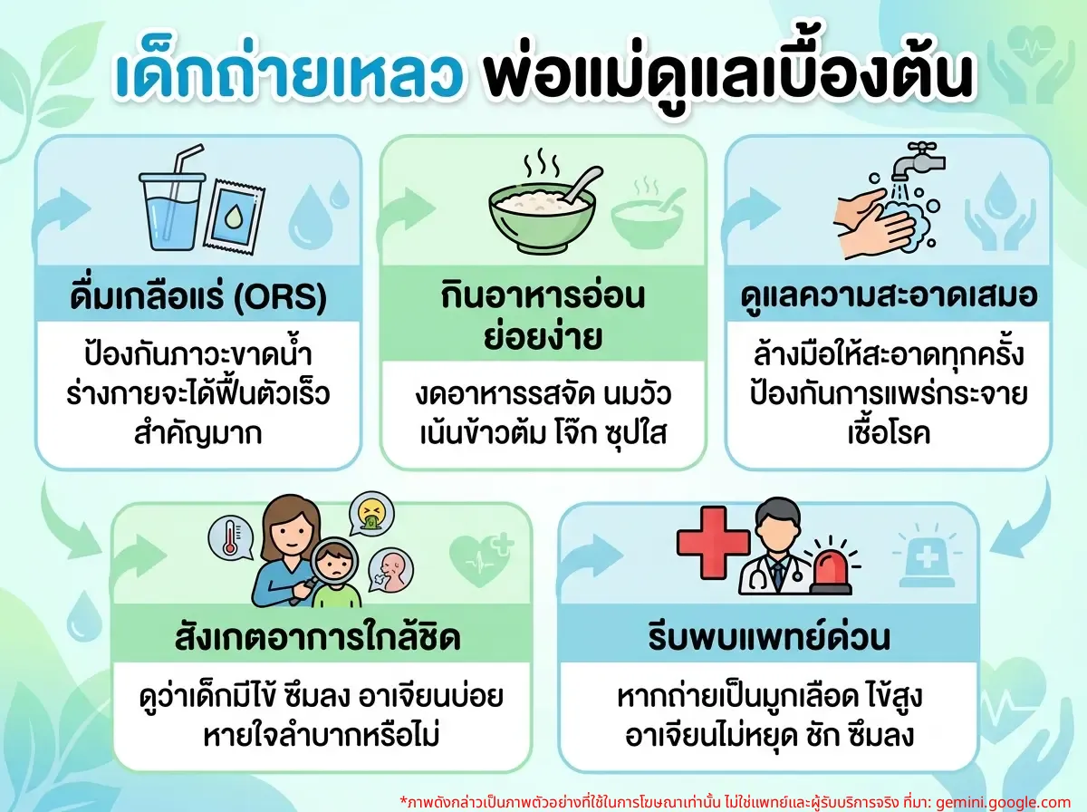 เด็กถ่ายเหลว พ่อแม่ควรรู้การดูแลเบื้องต้น
