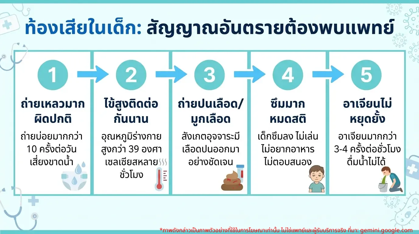 อินโฟกราฟิก: สัญญาณอันตรายท้องเสียในเด็กที่ต้องพบแพทย์