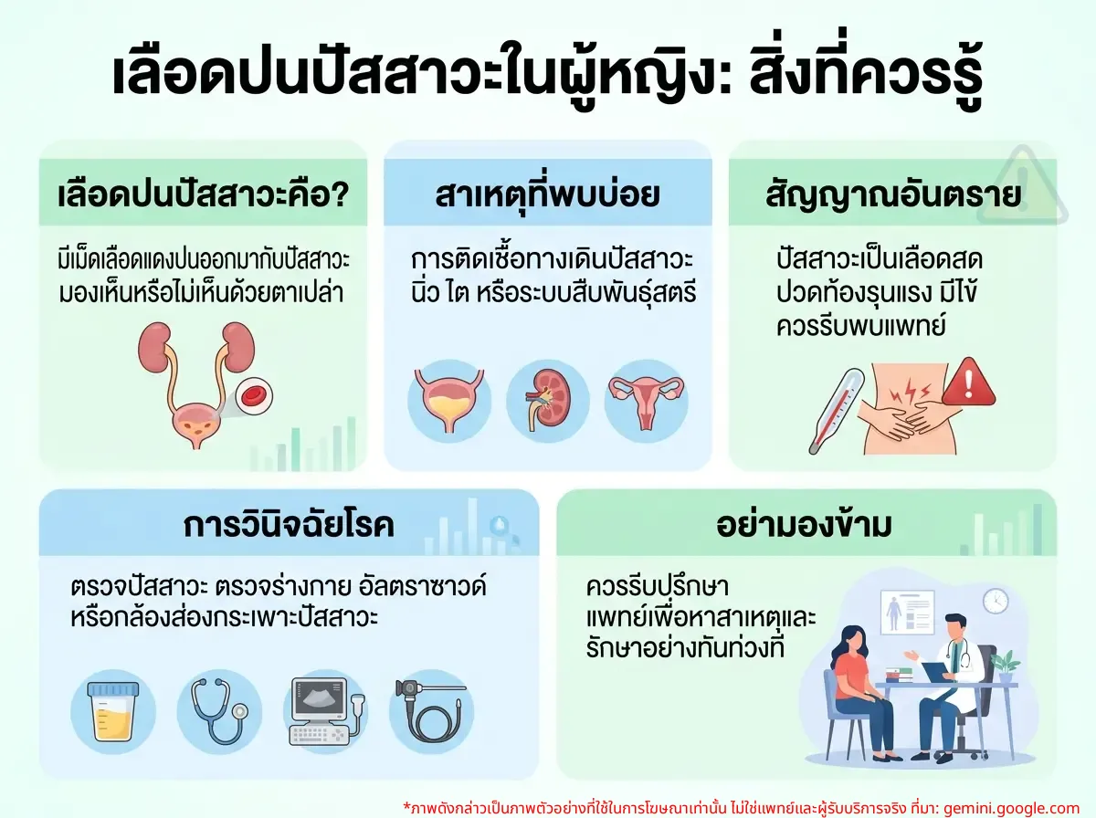 ผู้หญิงกังวลเรื่องเลือดปนในปัสสาวะ