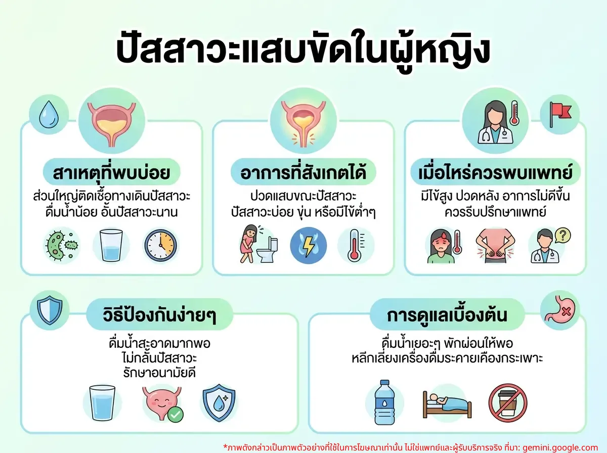 ผู้หญิงมีอาการปัสสาวะแสบขัด