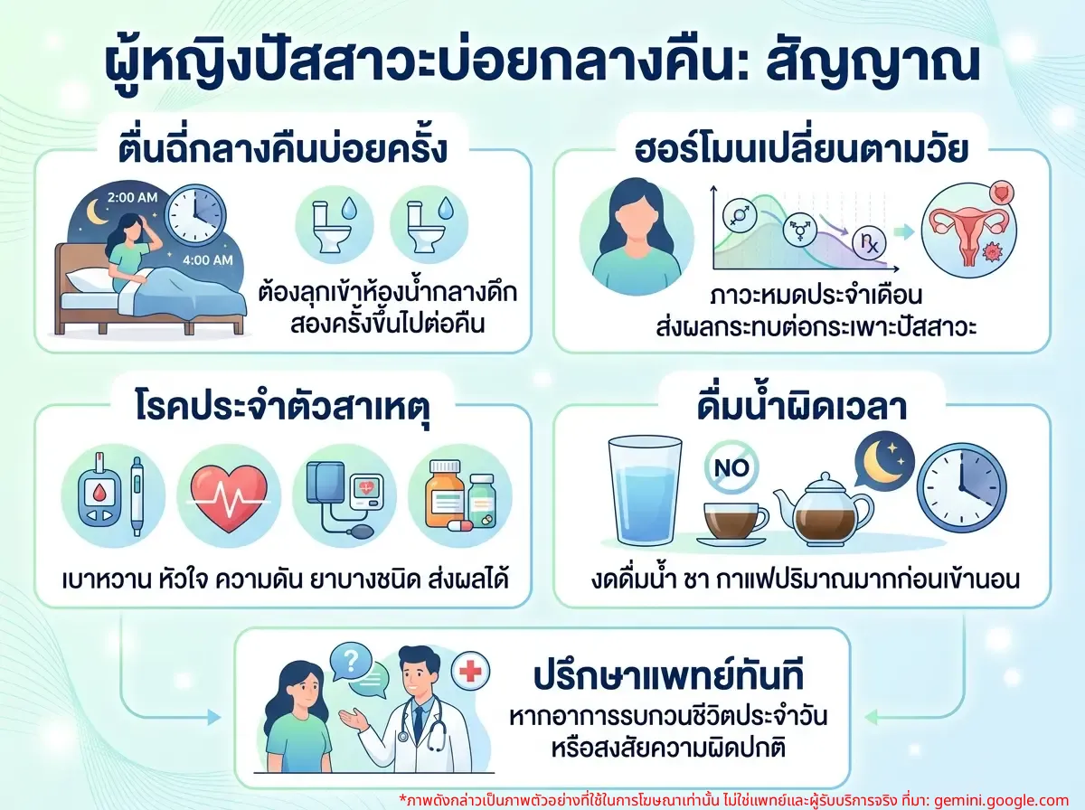ผู้หญิงตื่นมาเข้าห้องน้ำกลางดึกบ่อยๆ จากอาการปัสสาวะบ่อยกลางคืน