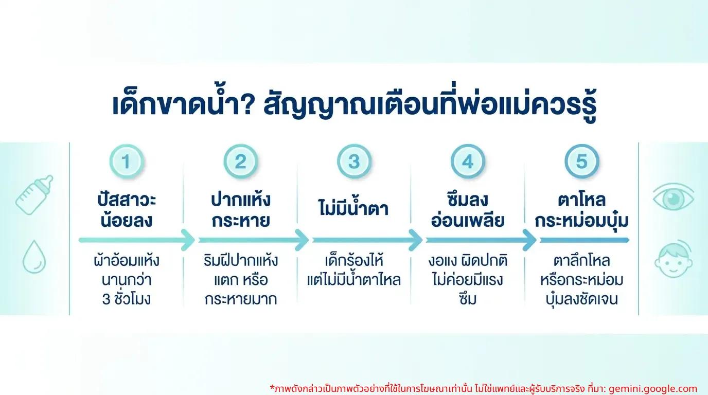 อินโฟกราฟิก: สัญญาณภาวะขาดน้ำในเด็กเล็กที่พ่อแม่ควรรู้
